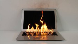 ВидеоФон футаж горит Макбук