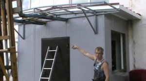 Козырек из профильной трубы и поликарбоната