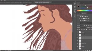 Drawing a young woman with half body - Digital Art