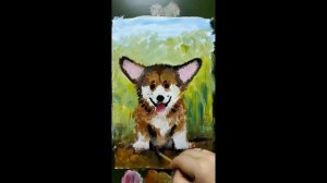 Собака в ромашках, гуашь.