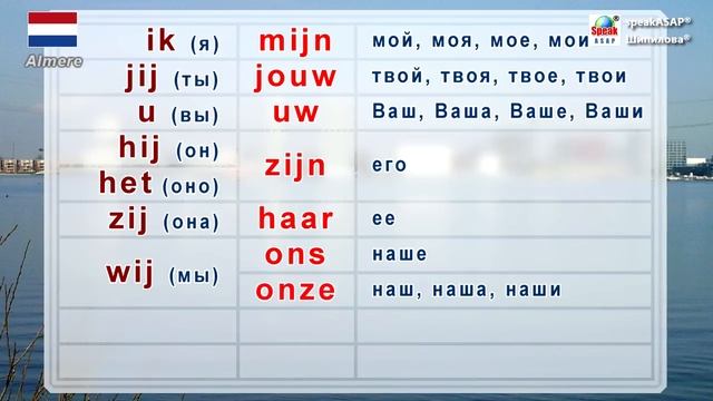 Виды местоимений (склонение местоимений, притяжательные и указательные местоимения). Нидерландский.