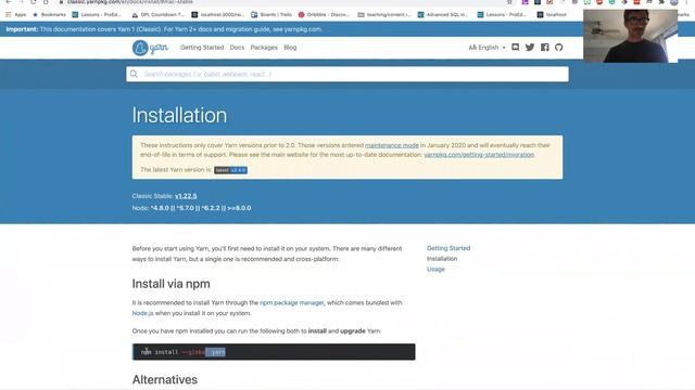 Node and Yarn Installation смотреть онлайн