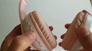 Наушники со светящимися ушками беспроводные Bluetooth Cat STN-28, розовые