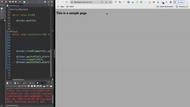 Alert Window Frames handling in selenium