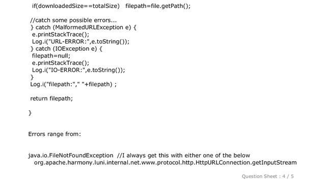 Android : HttpURLConnection java.io.FileNotFoundException