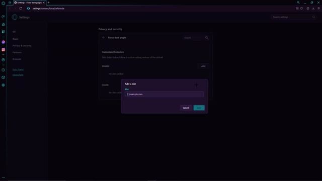 How to dark mode one specific website on Opera GX browser