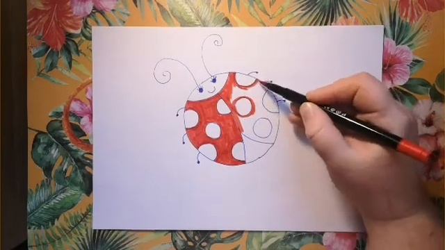 Рисуем божью коровку!    Drawing ladybug!    瓢虫画!  एक प्रकार का गुबरैला! #божьякоровка