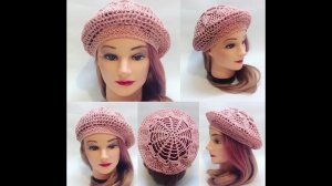Урок вязания.Нежный Ажурный летний берет крючком Crochet beret