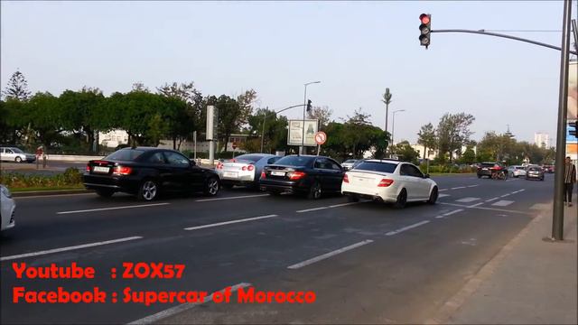 GTR, 2x Mercedes c63 AMG acceleration & Revs au Maroc (Ramadan 2016) смотреть онлайн