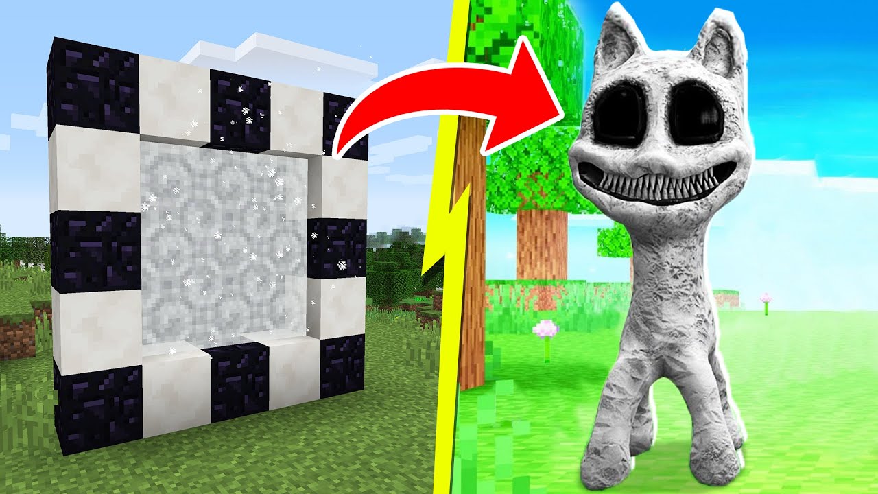 Как построить портал к БЕЛОМУ МУЛЬТЯШНОМУ КОТУ в майнкрафт ? PORTAL WHITE CARTOON CAT SCP MINECRAFT