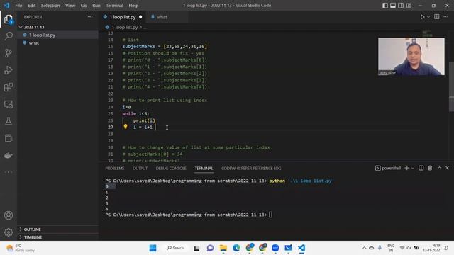 18 List in python | Concept of Array and List | Loop Programs