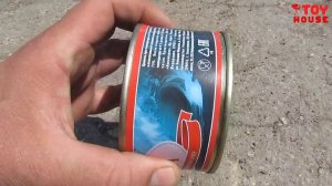 Машина vs консервы в железных банках! Что будет?