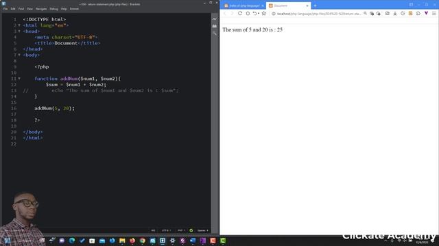 037 - PHP Functions with Return Statement | PHP Tutorial for Beginners Full Course