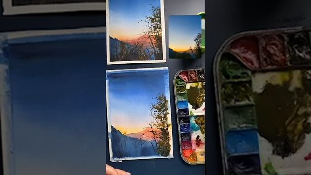 как рисовать горы акварелью. горы роза хутор акварелью. watercolor mountains смотреть онлайн