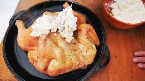 Курица под сыром на угольном гриле