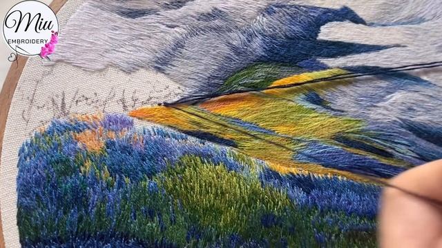 The Making Of  a Thread Painting Landscape Embroidery Timelapse ?