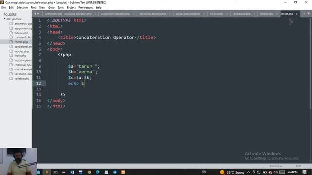 concatenation operator in php