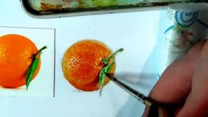 РИСУЕМ РЕАЛИСТИЧНЫЙ АПЕЛЬСИН АКВАРЕЛЬЮ/КАК РИСОВАТЬ АПЕЛЬСИН/АПЕЛЬСИН/ФРУКТЫ/РИСУЕМ АКВАРЕЛЬЮ/