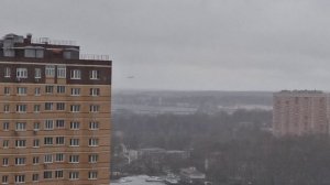 Красивый вид из моего окна 15 этаж город Долгопрудный посадка самолета в Шереметьево