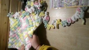 Как связать плед из пряжи Ализе паффи (Alize PUFFY). Очень миленький детский плед.