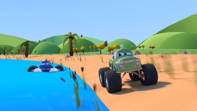 Monster Town with the Monster Truck Crane - The Treasure Hunt | Monster Trucks Monster Town смотреть онлайн