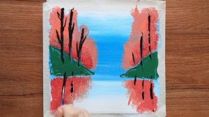 Simple Abstract Painting｜Landscape｜Acrylics Techniques on canvas #170｜Satisfying Demo