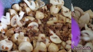 Быстрый ужин, Макароны с Фаршем и Грибами в Сливочном Соусе
