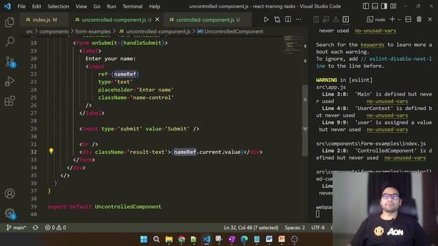 How to use Forms in React? Uncontrolled and Controlled Components| useRef #reactforms #reactjs #Day