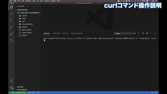 【Docker講座6】デモ サンプルアプリの操作説明 curlコマンドでタスクを操作する サンプルアプリのテスト実行方法【6:02】 смотреть онлайн