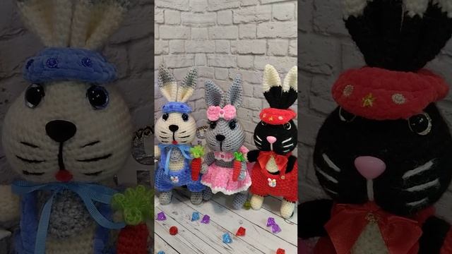 Обзор кроликов Амигуруми ручной работы 33 см. смотреть онлайн