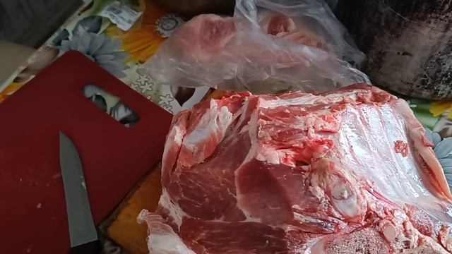 Мясо свинины из светофора. Готовлюсь делать консервы.