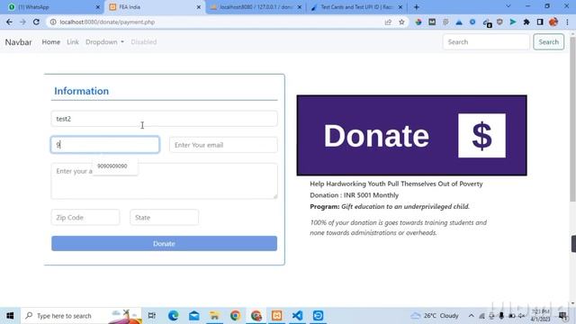 Donate System in php with Source Code | Razorpay payment getway | Payment gateway integration in ph