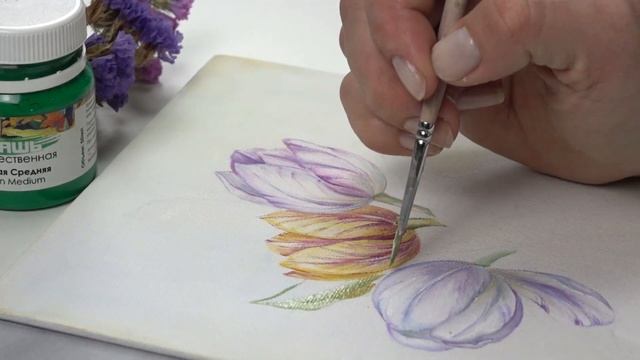 Рисуем тюльпаны гуашью. Живопись гуашевыми красками. Ботаническая иллюстрация: букет тюльпанов. смотреть онлайн