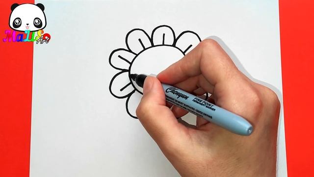 Как нарисовать ЦВЕТОК подсолнух просто | Простые рисунки | How to draw a sunflower
