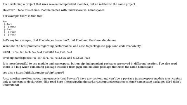 Software Engineering: Python, namespace vs module with underscores