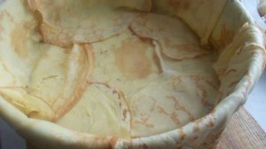 блинный торт с мясом и грибами