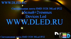 Светодиодная лента IP22 SMD 3528 (30 LED) 12V DC 2Т-Белая + 1Белая