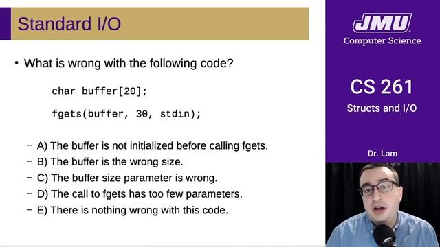 JMU CS261 05 Structs & IO Part 05 - File I/O смотреть онлайн