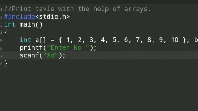 Print Table of no with help of ARRAYS • c language • What is Array • programming in c • value in