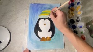 Пингвин рисунок. Новогодний рисунок для детей. Рисование для детей. Рисуем просто