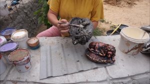 Пепельница отлитая из силиконовой формы. Покраска под мрамор.