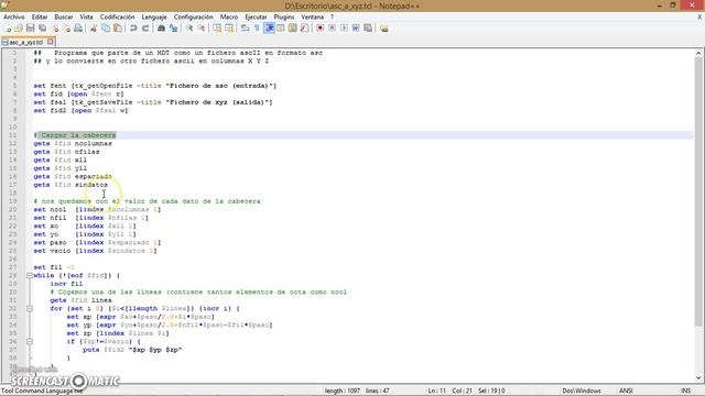 Transformar fichero *.asc a fichero *.xyz смотреть онлайн