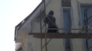 Напыление Пенополиуретана ППУ на стены фасада.