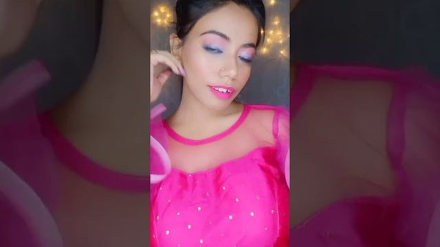 pink dress contract eye ?️ makeup ? #short