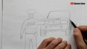 Как нарисовать Машину Ваз 2107 и ДПС