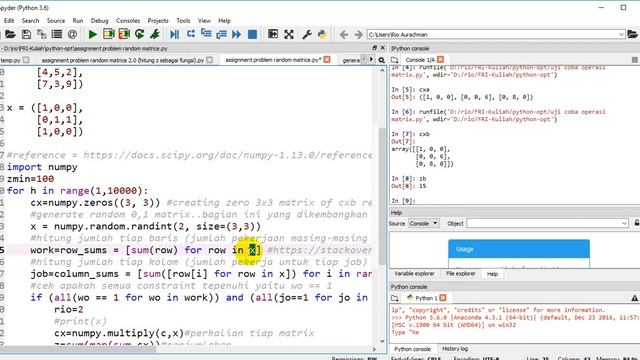 Assignment Problem with Python 03   Generate Alternative X decision Variable