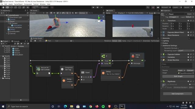 RAYCAST WITH VISUALSCRIPTING Unity/FPS GAME USING VISUALSCRIPTING.