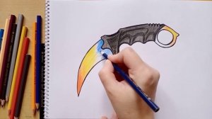 Как нарисовать керамбит мраморный градиент || how to draw a karambit marble gradient