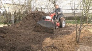 Работа бульдозера из мотоблока МТЗ Беларус 09Н. Самодельный адаптер и лопата. Garden bulldozer.