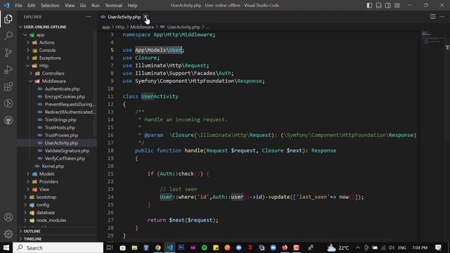 User Online Or Offline Status In Laravel 10